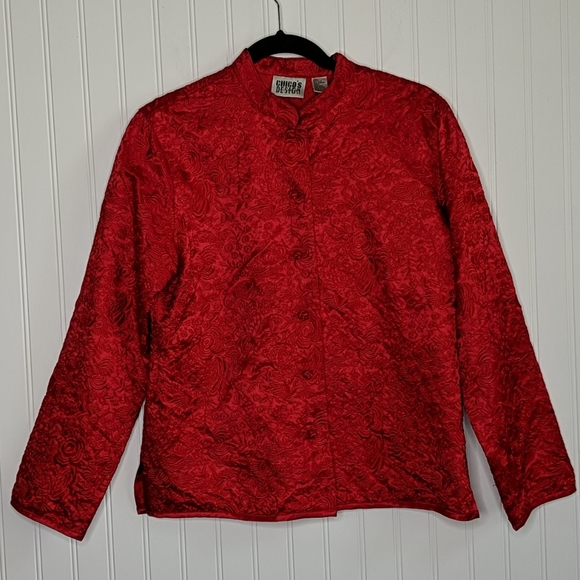 Vintage Chico/'s Size 1 Cream with Blue Print